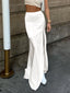 Satin Patchwork Split Maxi Skirt White / XS Skirts