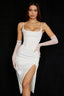 Satin Pleated Stylish Corset Midi Dress XS / Ivory