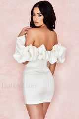 Satin Ruffle Stylish Strapless Dress