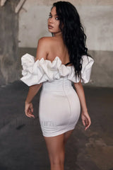 Satin Ruffle Stylish Strapless Dress