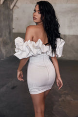 Satin Ruffle Stylish Strapless Dress