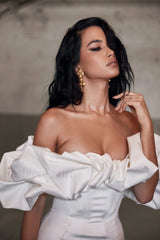 Satin Ruffle Stylish Strapless Dress