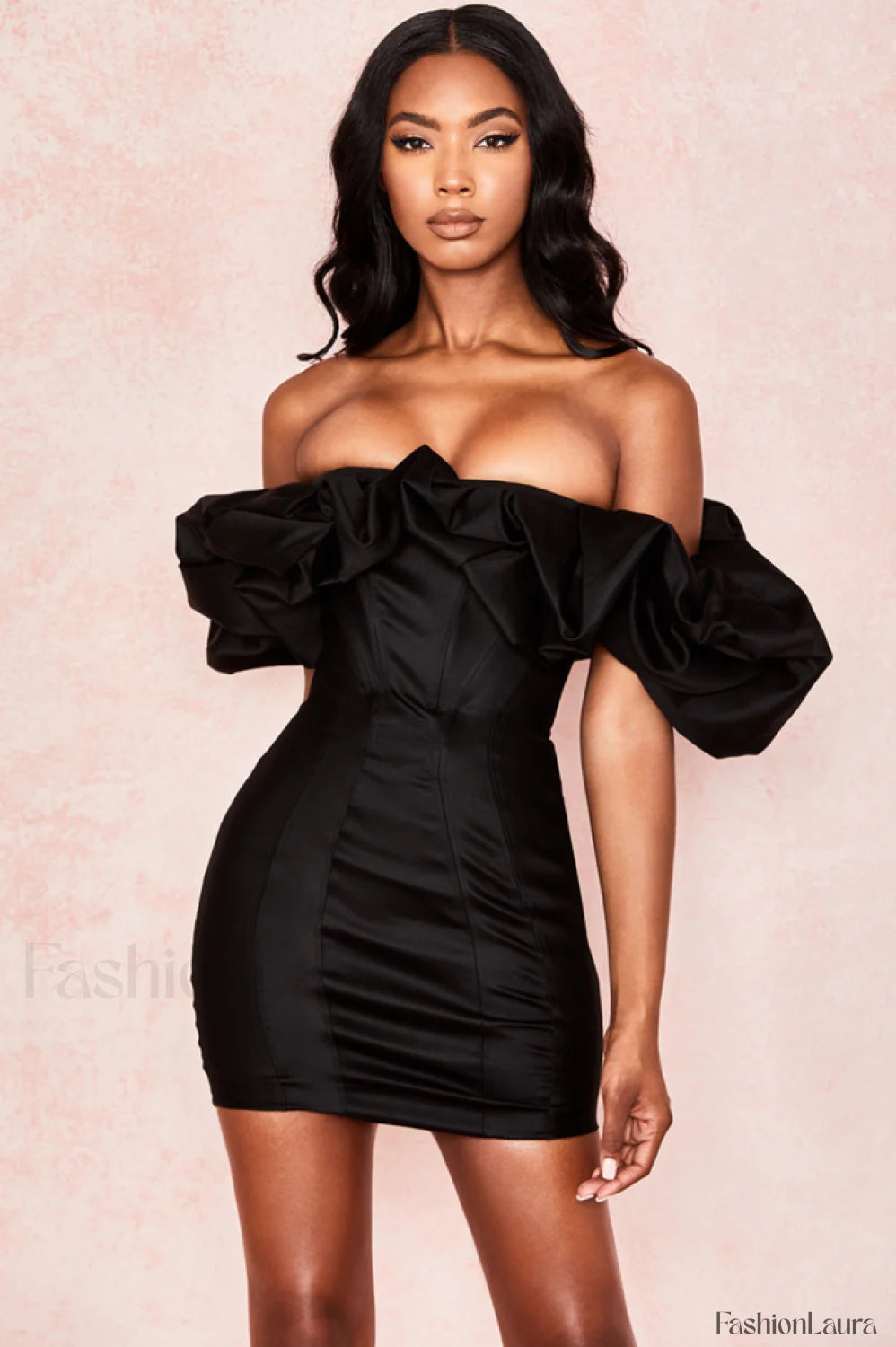 Satin Ruffle Stylish Strapless Dress