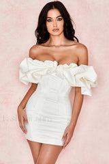 Satin Ruffle Stylish Strapless Dress