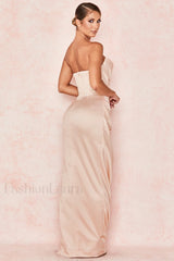 Satin Strapless Stylish Corset Maxi Dress