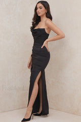 Satin Strapless Stylish Corset Maxi Dress