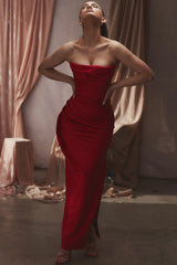 Satin Strapless Stylish Corset Maxi Dress