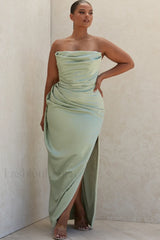 Satin Strapless Stylish Corset Maxi Dress