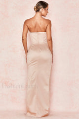 Satin Strapless Stylish Corset Maxi Dress
