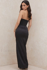 Satin Strapless Stylish Corset Maxi Dress