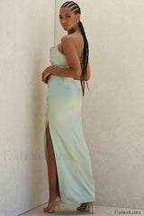 Satin Strapless Stylish Corset Maxi Dress