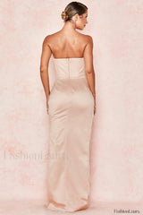 Satin Strapless Stylish Corset Maxi Dress
