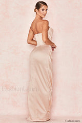 Satin Strapless Stylish Corset Maxi Dress