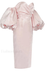 Satin Strapless Stylish Midi Dress