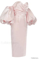 Satin Strapless Stylish Midi Dress