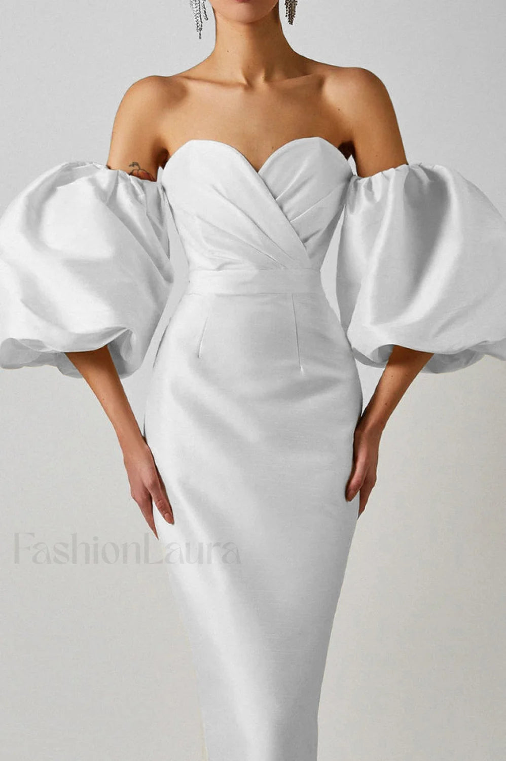 Satin Strapless Stylish Midi Dress