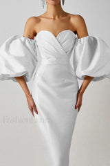 Satin Strapless Stylish Midi Dress