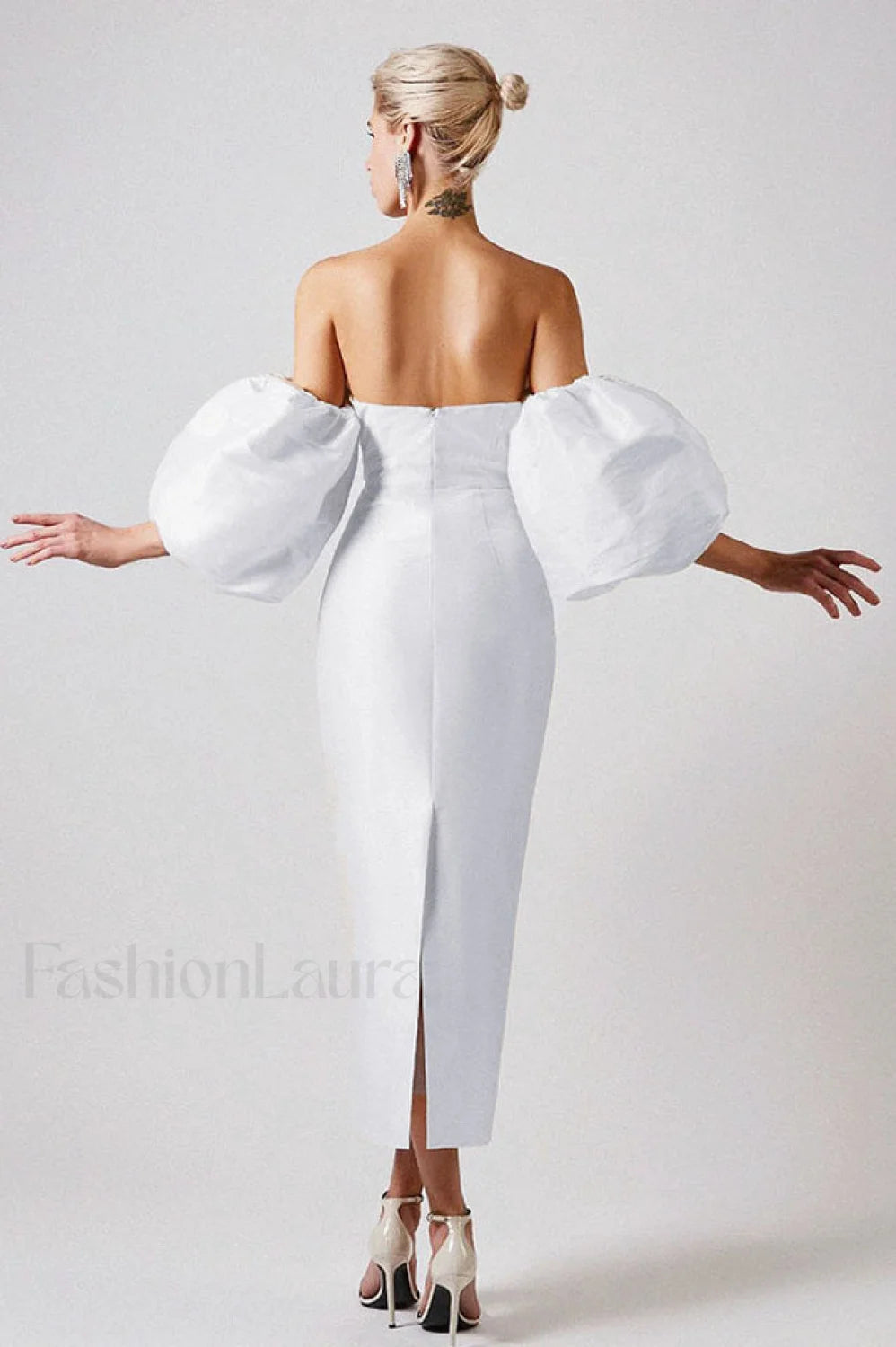 Satin Strapless Stylish Midi Dress