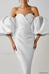 Satin Strapless Stylish Midi Dress