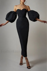 Satin Strapless Stylish Midi Dress