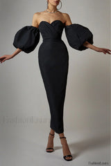 Satin Strapless Stylish Midi Dress