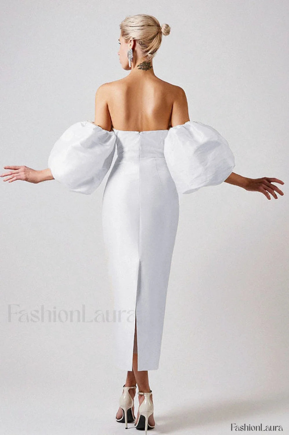 Satin Strapless Stylish Midi Dress