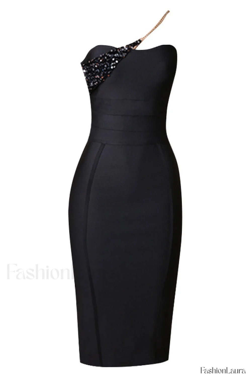 Savina One Shoulder Charming Midi Bandage Dress