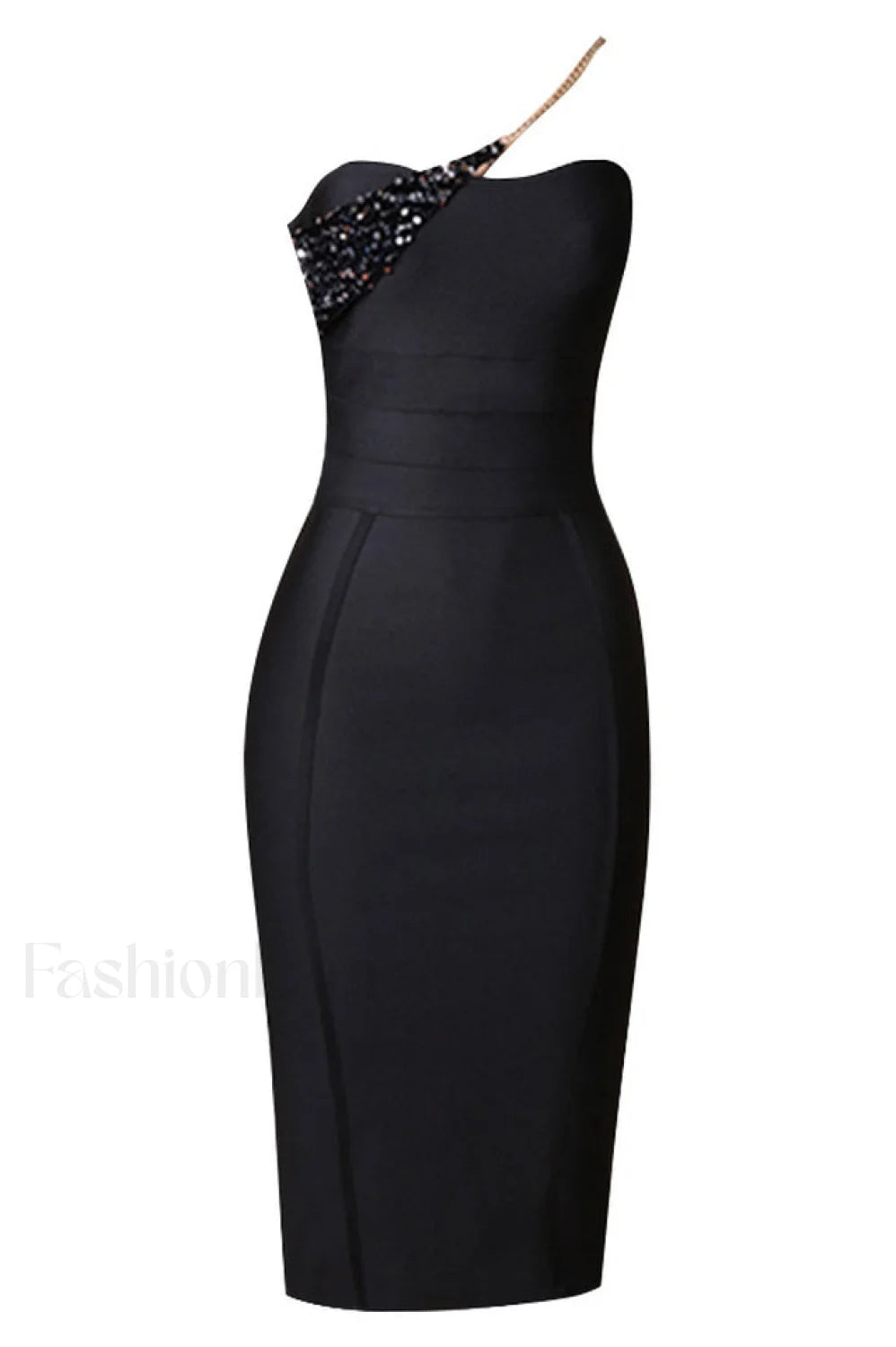 Savina One Shoulder Charming Midi Bandage Dress