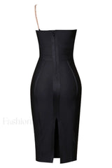 Savina One Shoulder Charming Midi Bandage Dress