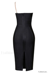 Savina One Shoulder Charming Midi Bandage Dress