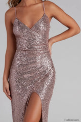 Scaly Sequin Strap Charming Low Back Dress
