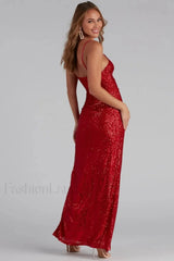 Scaly Sequin Strap Charming Low Back Dress