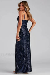Scaly Sequin Strap Charming Low Back Dress