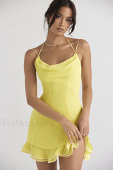 Scarlett Ruffle Stylish Mini Dress S / Yellow