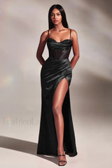 Scarlette Corset Stylish Satin Gown XS / Black