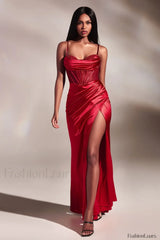 Scarlette Corset Stylish Satin Gown XS / Red