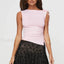 Scoop Neck Basic Slim Crop Top Pink / S