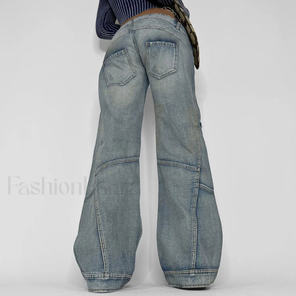 Seamed Pocket Straight Trendy Leg Cargo Jeans women clothing