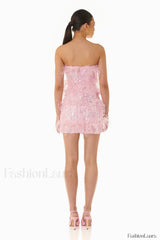 Senara Strapless Sequin Charming Feather Mini Dress