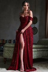 Sequin Dress With Charming Corset & Arm Drapes