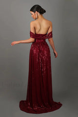 Sequin Dress With Charming Corset & Arm Drapes
