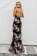 Sequin Halter Backless Charming Split Cocktail Dress