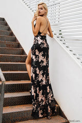 Sequin Halter Backless Charming Split Cocktail Dress
