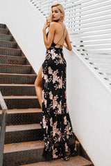 Sequin Halter Backless Charming Split Cocktail Dress