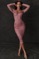 Seraphina Pink Stylish Printed Belted Dress