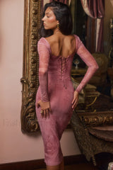 Seraphina Pink Stylish Printed Belted Dress