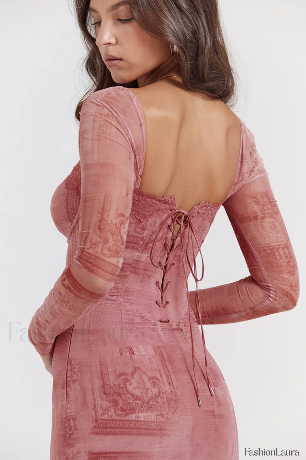 Seraphina Pink Stylish Printed Belted Dress