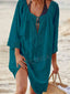 Sexy Kaftan Cotton Pareo Cover Up Peacock Blue / One Size