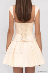 Sexy Tube Top Drawstring Waist A Line Mesh Mini Dress