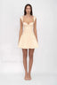 Sexy Tube Top Drawstring Waist A Line Mesh Mini Dress Beige / S